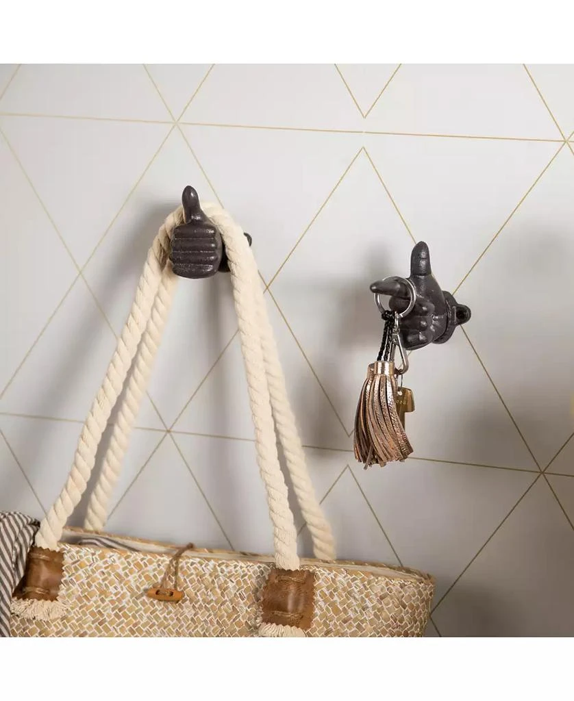 商品Danya B|"Thumbs Up Pointing Finger" Cast Iron 2-Piece Wall Mount Hook Set,价格¥263,第3张图片详细描述