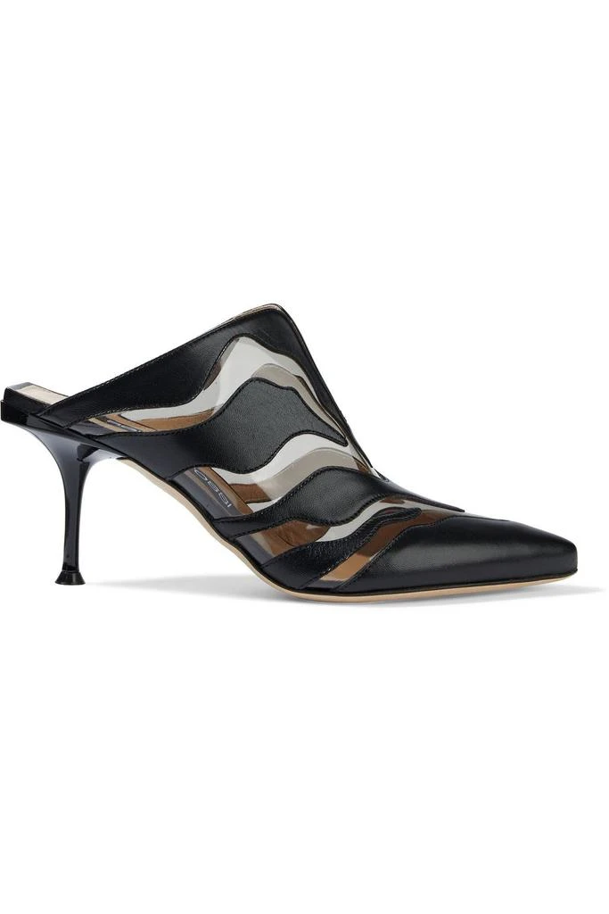商品Sergio Rossi|PVC-trimmed leather mules,价格¥1363,第1张图片