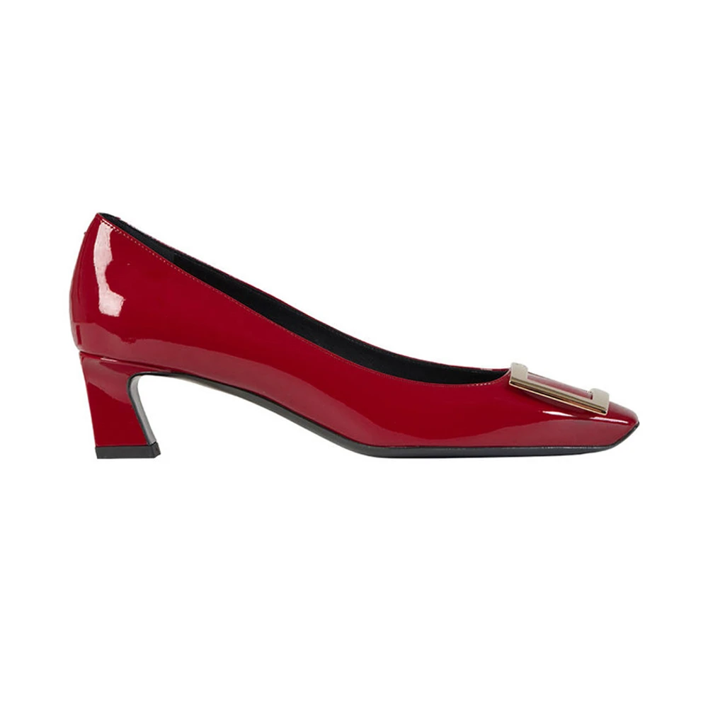 商品Roger Vivier|ROGER VIVIER 女士红色小牛皮中跟鞋 RVW44815280-D1P-R406,价格¥4104,第1张图片