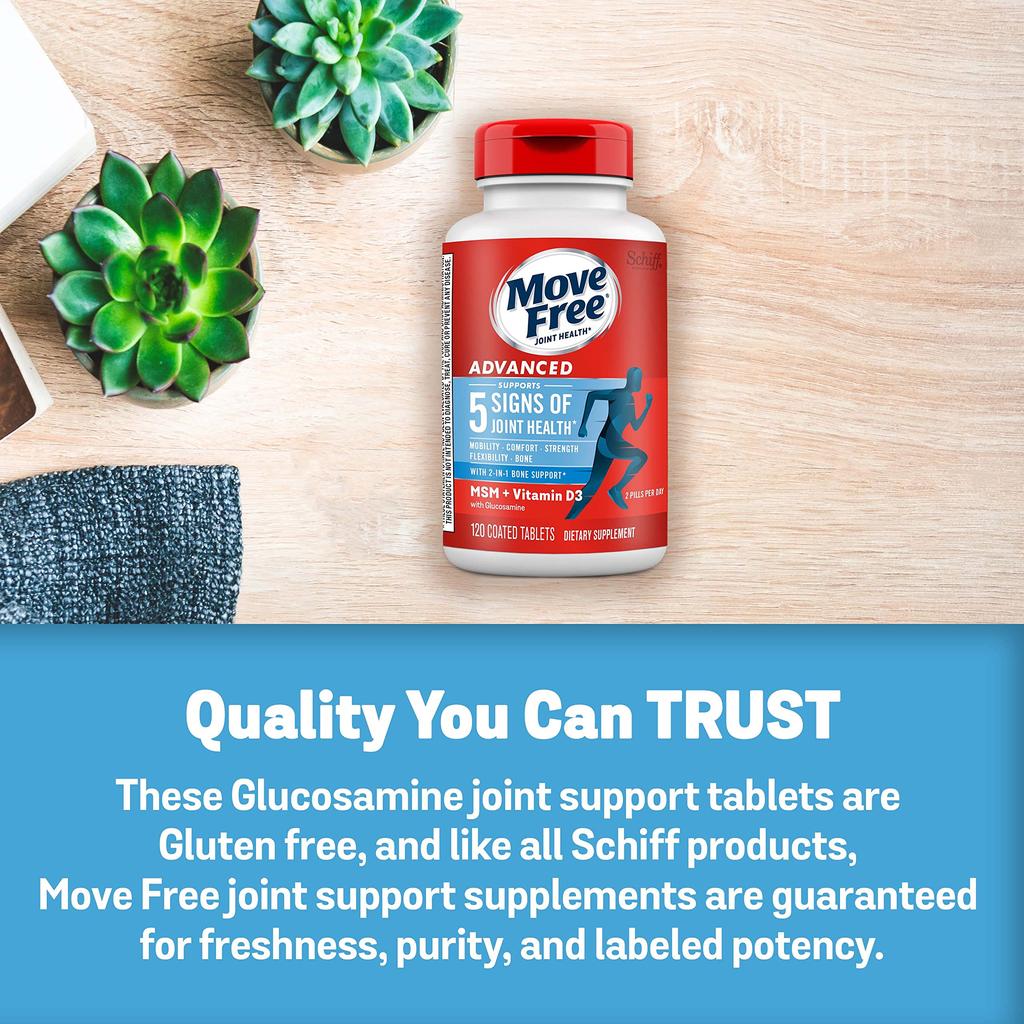 Move Free Advanced Glucosamine Chondroitin MSM + Vitamin D3 Joint Support Supplement, Supports Mobility Comfort Strength Flexibility & Bone + Immune Health - 120 Tablets (40 servings)*商品第5张图片规格展示