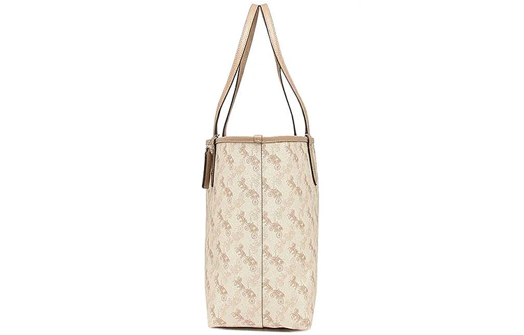 商品[国内直发] Coach|蔻驰 City Reversible 33 双面可用马车老花 PVC拼帆布 帆布包托特包Tote包购物袋手提单肩包 大号 女款 米棕色,价格¥2265,第6张图片详细描述