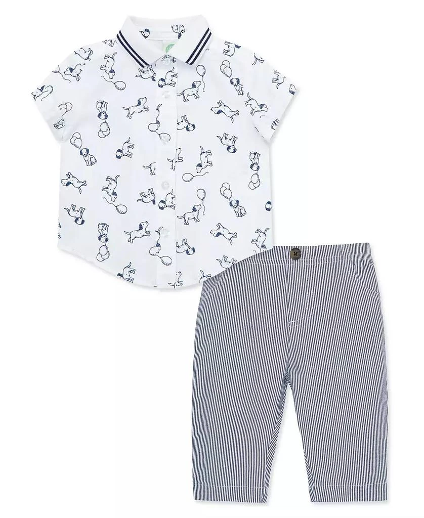 商品Little Me|Baby Boys Puppies Button Front Shirt and Pants Set,价格¥135,第1张图片