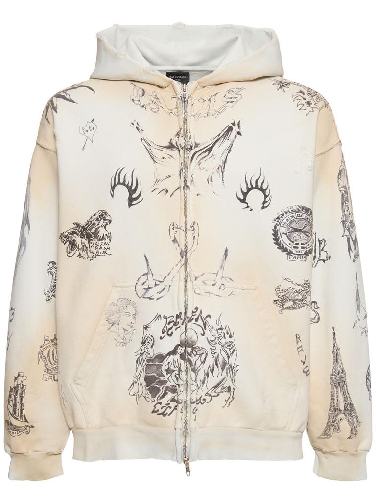 Balenciaga Tattoo Heavy Molleton Zip-up Hoodie - Hoodies