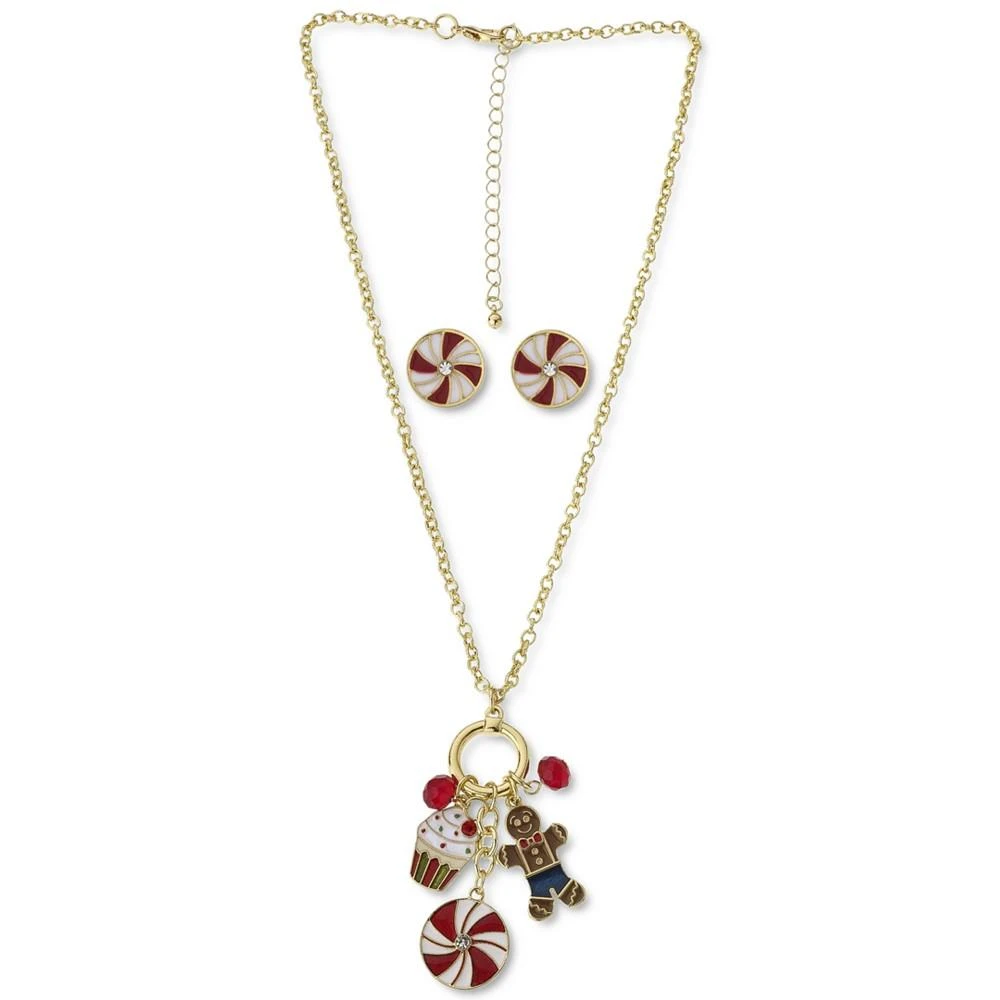商品Charter Club|Gold-Tone Crystal & Bead Candy Multi-Charm Pendant Necklace & Button Earrings Set, Created for Macy's,价格¥98,第1张图片
