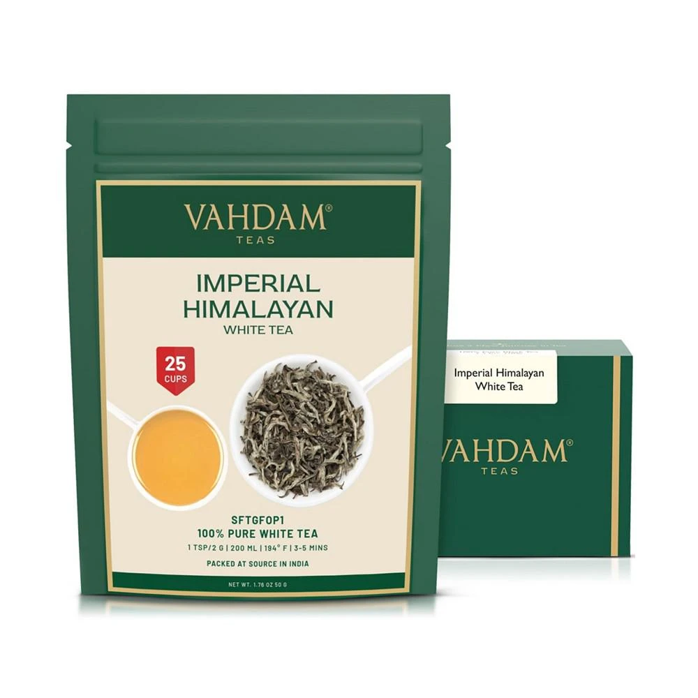 商品Vahdam Teas|Imperial Himalayan White Tea Leaves, Rare Extraordinary, 25 Servings,价格¥112,第1张图片