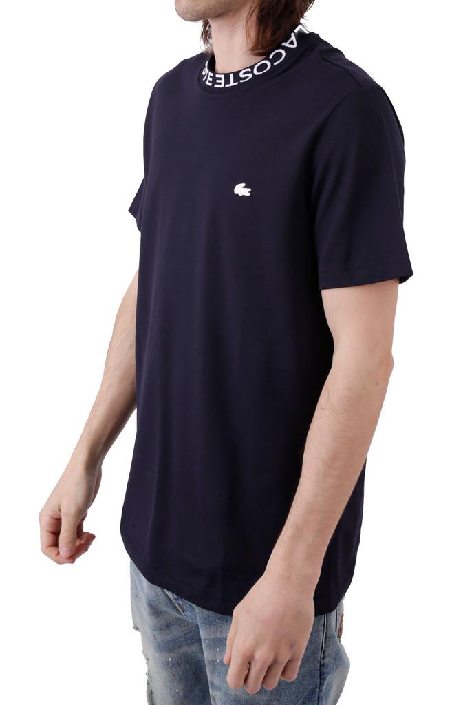 Branded Collar Ultra-Lightweight Piqué T-Shirt - Navy Blue商品第2张图片规格展示