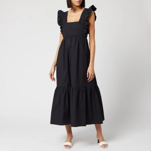 商品Self Portrait|Self-Portrait Women's Black Cotton Poplin Midi Dress - Black,价格¥1710,第1张图片