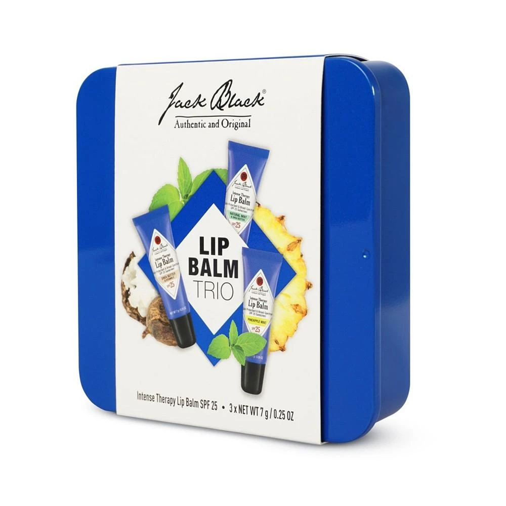 商品Jack Black|3-pc Lip Balm Trio with Natural Mint, Shea Butter and Pineapple Mint Lip Balms,价格¥166,第1张图片