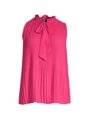 商品Tahari|Pleated Tie-Neck Top,价格¥113,第3张图片详细描述