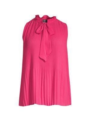 商品Tahari|Pleated Tie-Neck Top,价格¥144,第5张图片详细描述