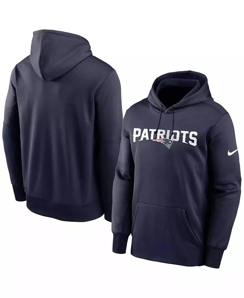 商品NIKE|Men's Navy New England Patriots Fan Gear Wordmark Performance Pullover Hoodie,价格¥456,第1张图片