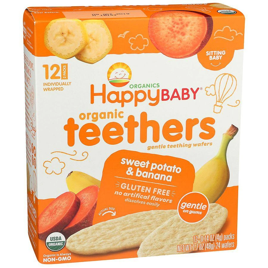 商品Happy Baby|婴儿2段辅食有机磨牙华夫饼干 香蕉甜薯味 24只 48g,价格¥46,第1张图片