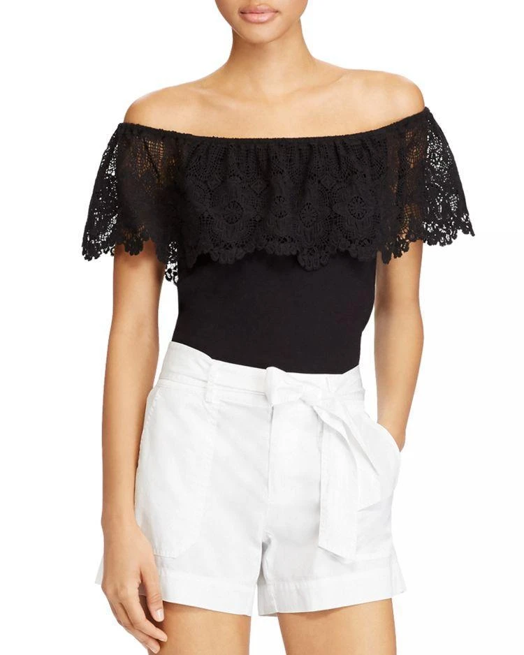 商品Ralph Lauren|Ralph Lauren Lace Ruffle Knit Top,价格¥220,第1张图片