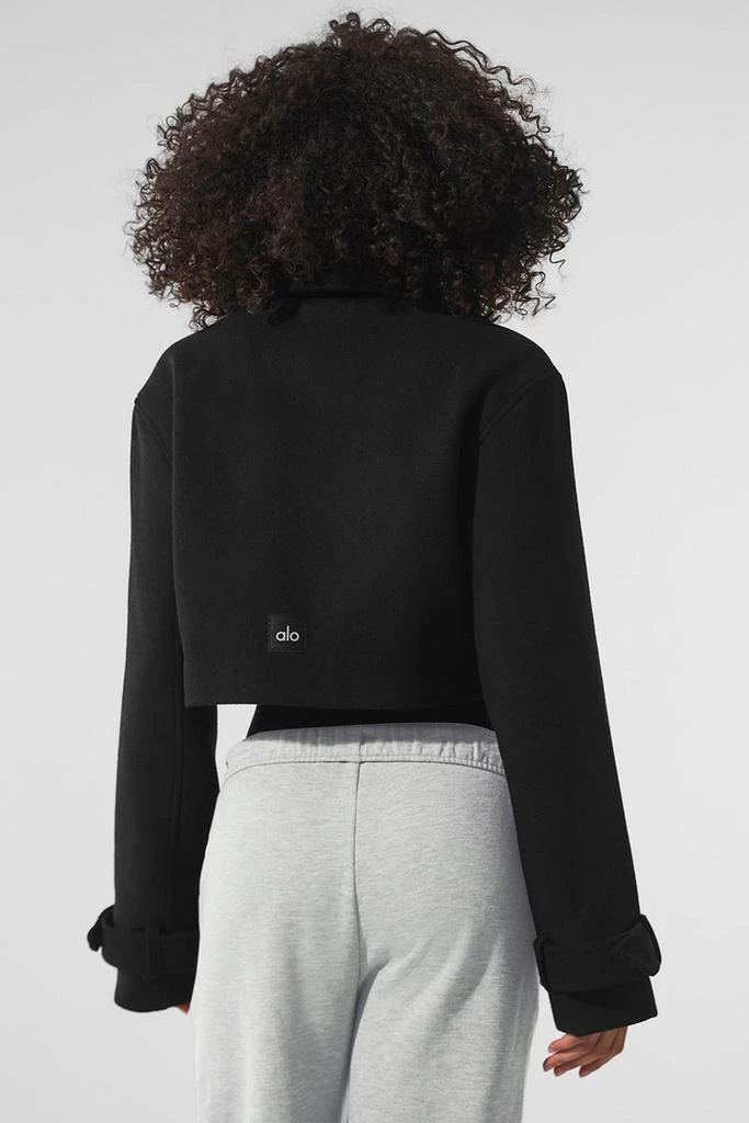 商品Alo|Wool Cropped Metro Trench - Black,价格¥1747,第3张图片详细描述