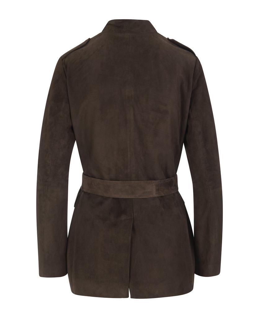 商品Max Mara|'S Max Mara Sir Jacket In Dark Grey Suede Leather,价格¥5465,第4张图片详细描述