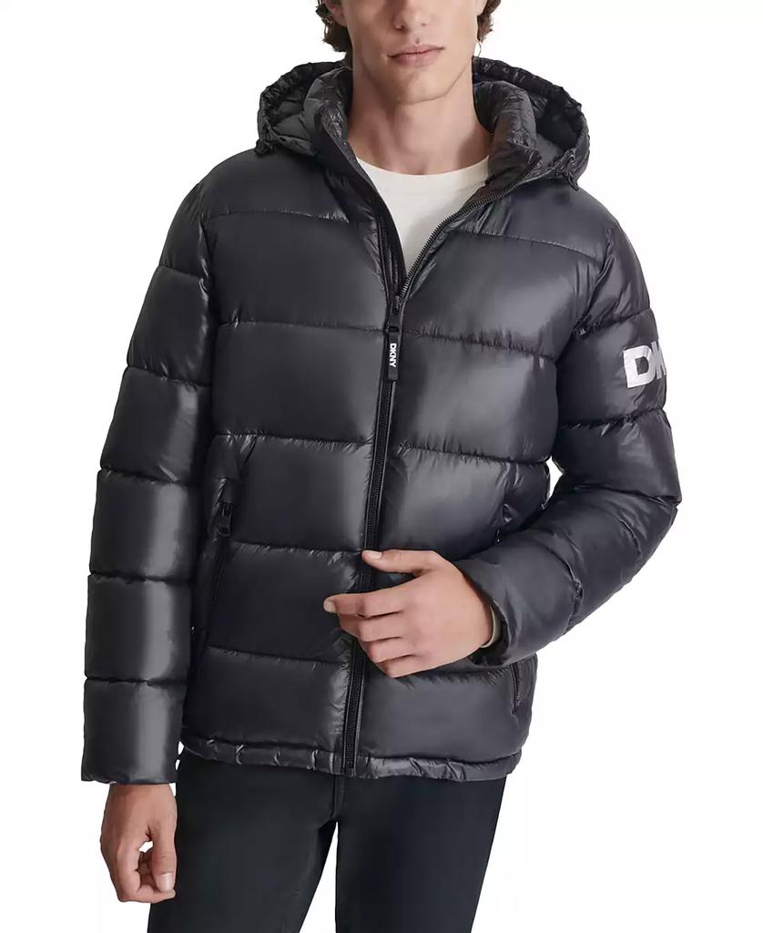 DKNY Men's Shiny Nylon Hooded Puffer Jacket - Coats - Free