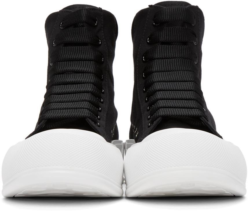 商品Alexander McQueen|Black & White Deck Plimsoll High-Top Sneakers,价格¥4446,第4张图片详细描述