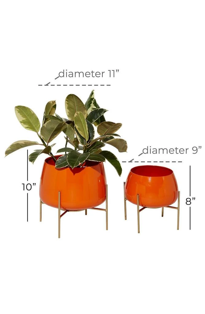 商品GINGER BIRCH STUDIO|Orange Metal Modern Planter with Removable Stand - Set of 2,价格¥537,第2张图片详细描述