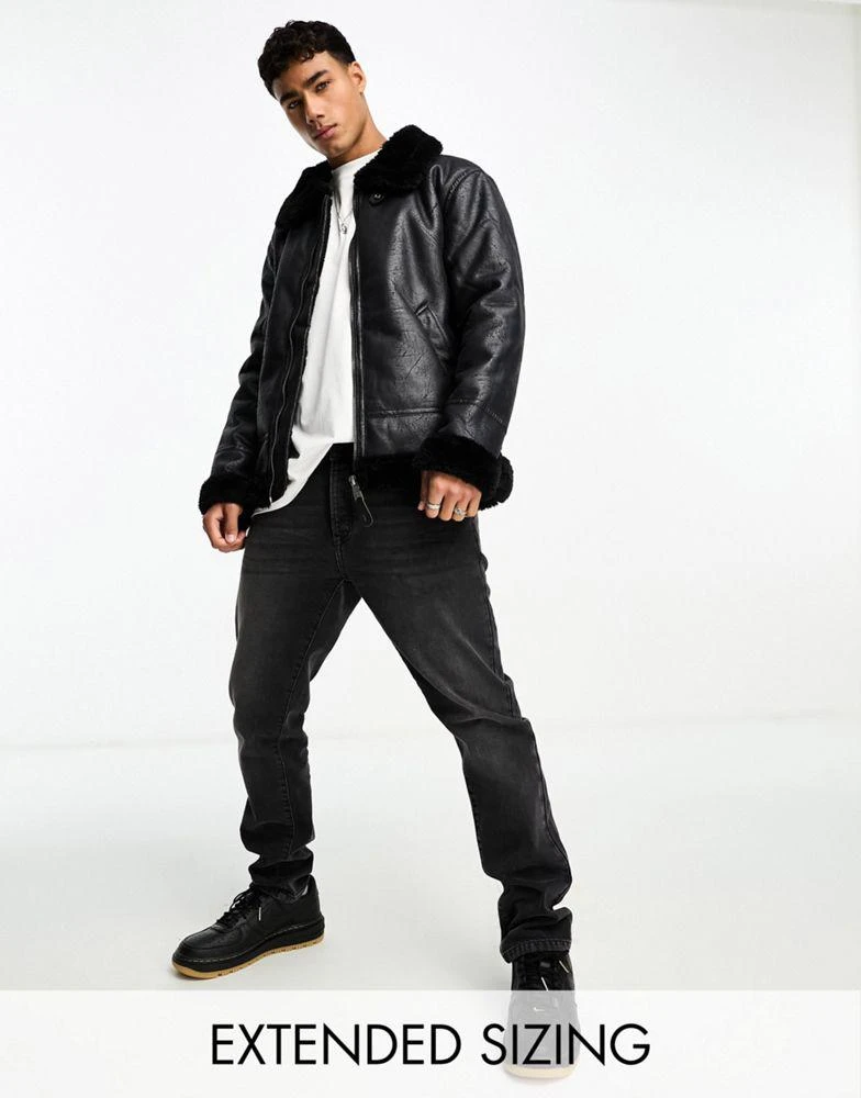 商品Alpha Industries|Alpha Industries B3 faux leather shearling flight jacket in black,价格¥1340,第1张图片