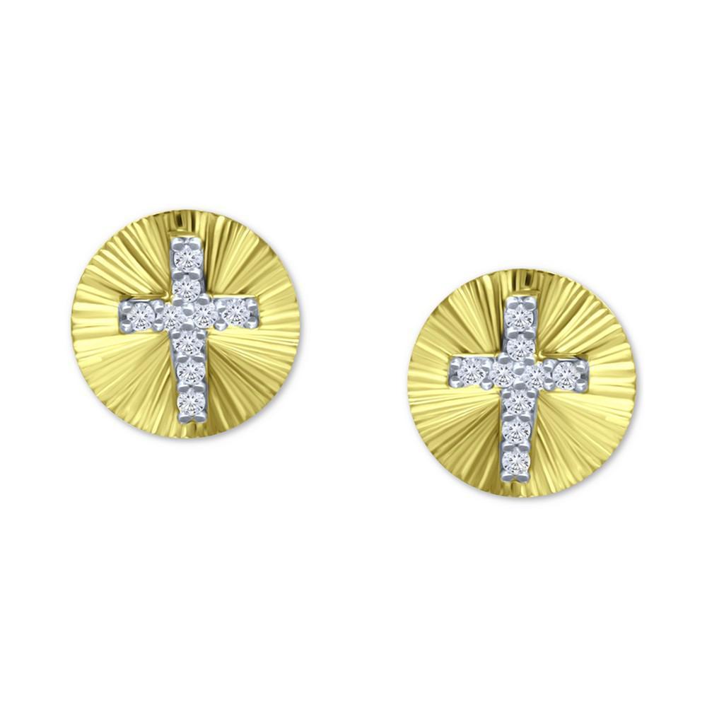 商品Giani Bernini|Cubic Zirconia Cross Disc Stud Earrings, Created for Macy's,价格¥92,第1张图片