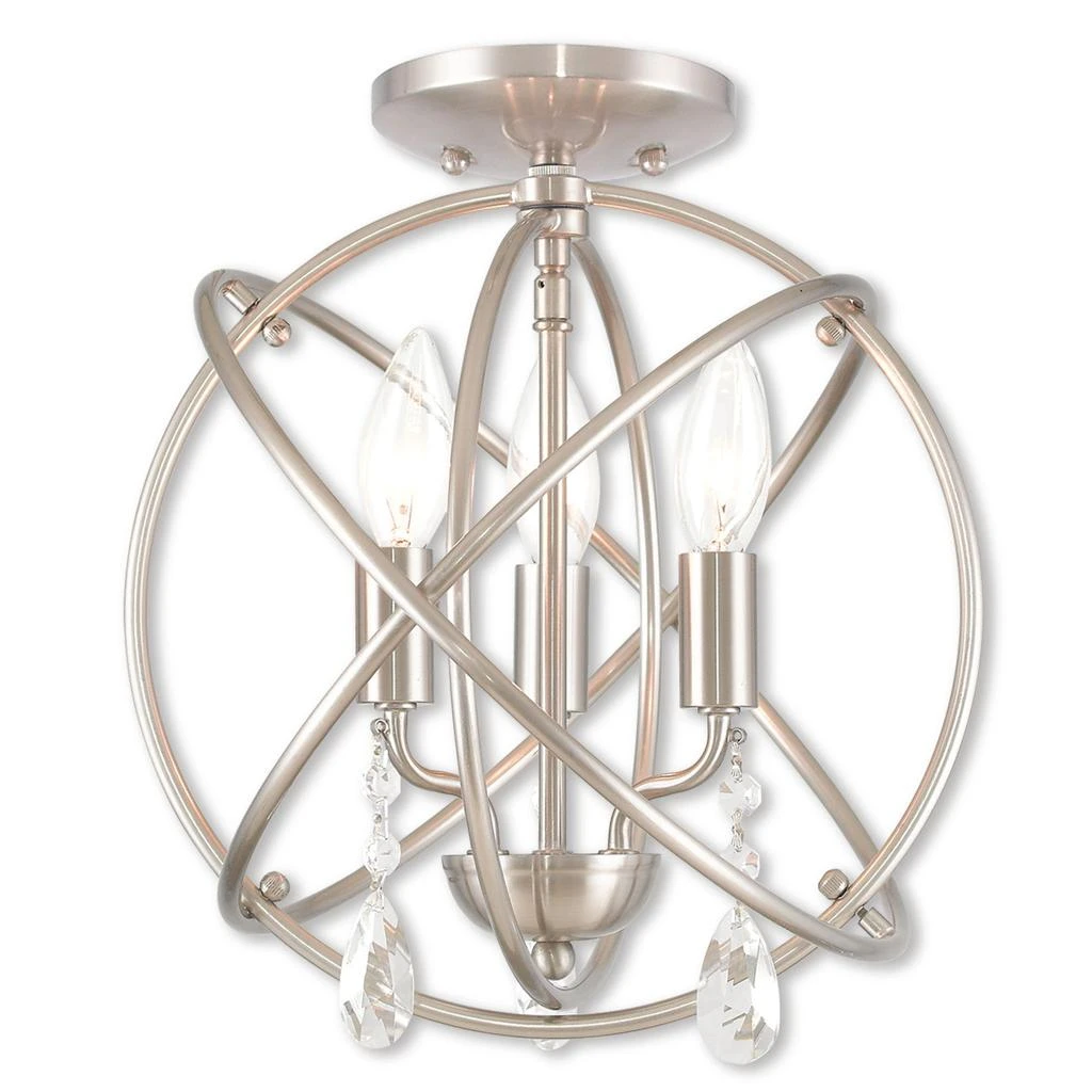 Three Light Brushed Nickel Convertible Mini Chandelier/Ceiling Mount �商品