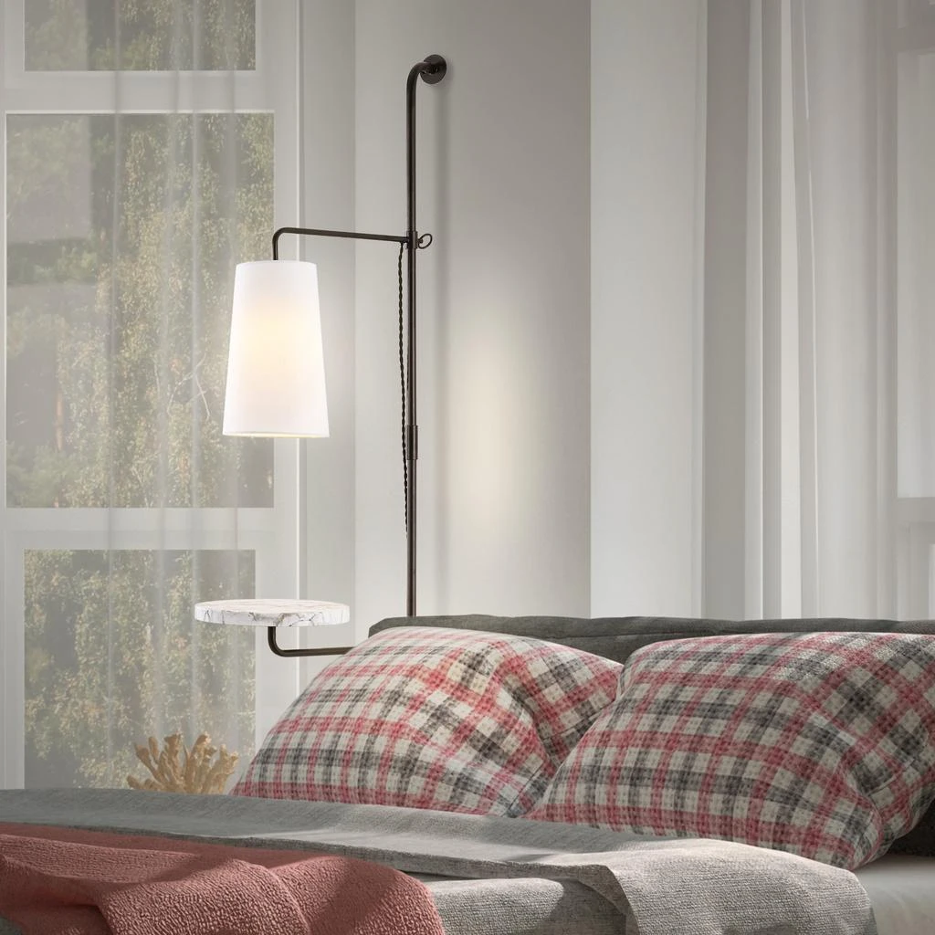 商品JONATHAN Y|Andre 11.5" 1-Light Contemporary Industrial Iron Plug-In with Adjustable White Marble Table LED Sconce, Black/White,价格¥1264,第2张图片详细描述