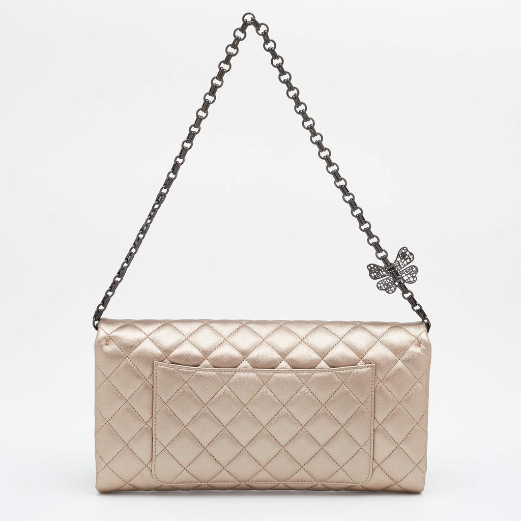 商品[二手商品] Chanel|Chanel Metallic Quilted Leather Butterfly Chain Clutch,价格¥19075,第6张图片详细描述