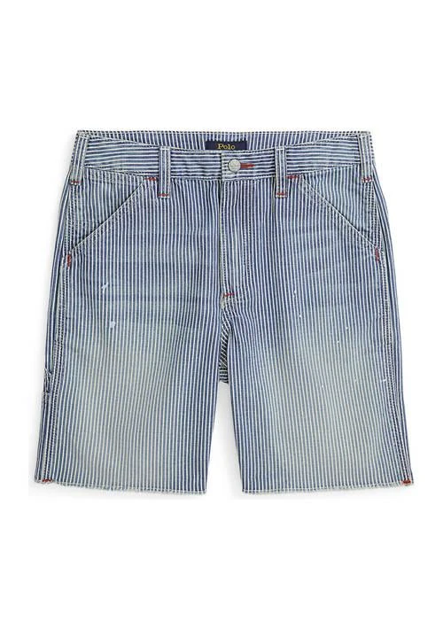 商品Ralph Lauren|Lauren Childrenswear Boys 8 20 Indigo Striped Denim Carpenter Shorts,价格¥488,第1张图片