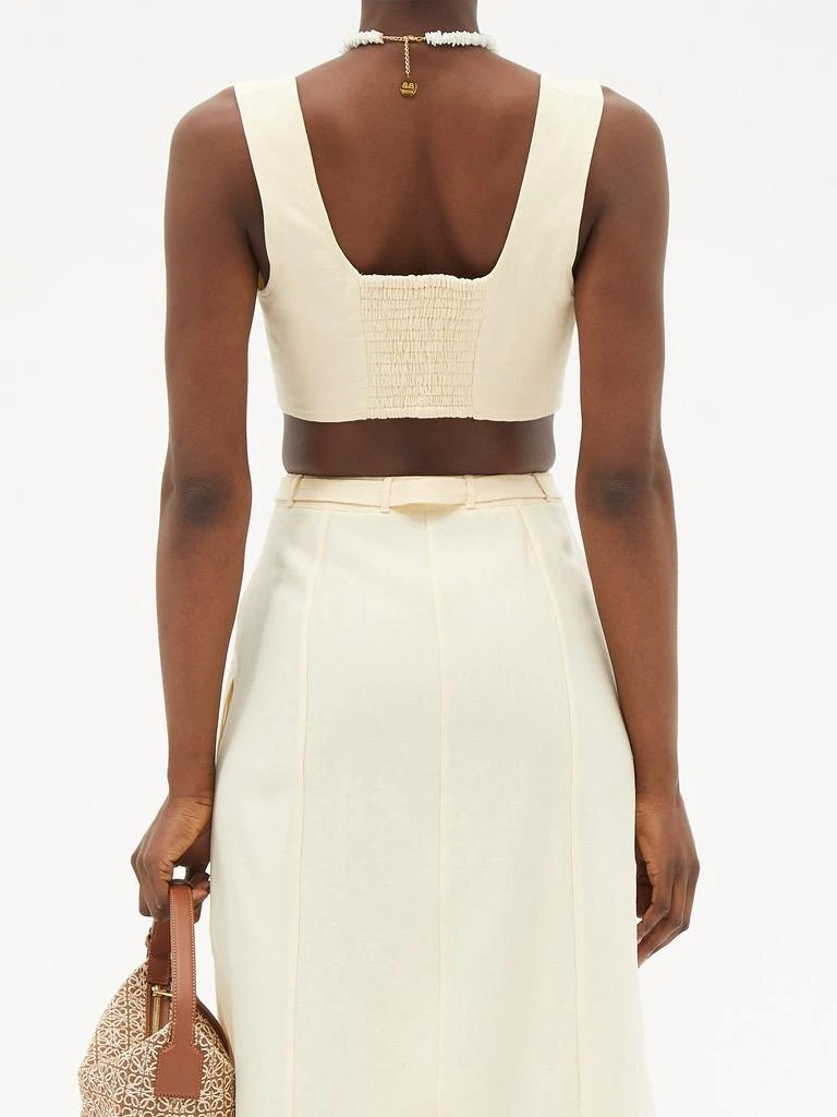 商品Le Kasha|Jirja concealed hook linen cropped top,价格¥1187,第5张图片详细描述