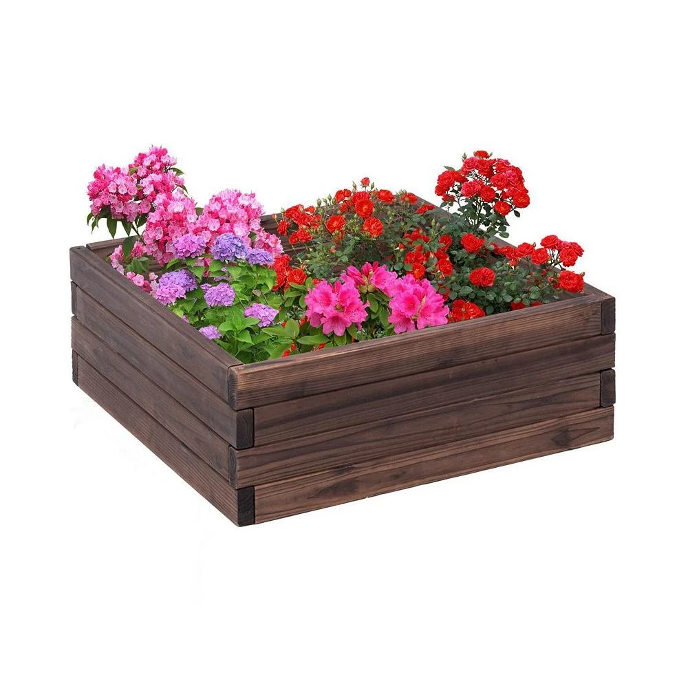 商品Costway|Square Raised Garden Bed Flower Vegetables Seeds Planter Kit Elevated Box,价格¥469,第1张图片