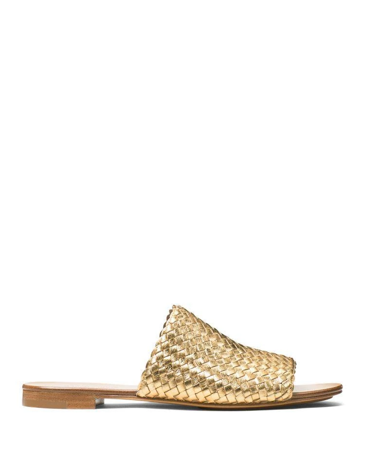 商品Michael Kors|Byrne Metallic Leather Woven Slide Sandals,价格¥1773,第2张图片详细描述