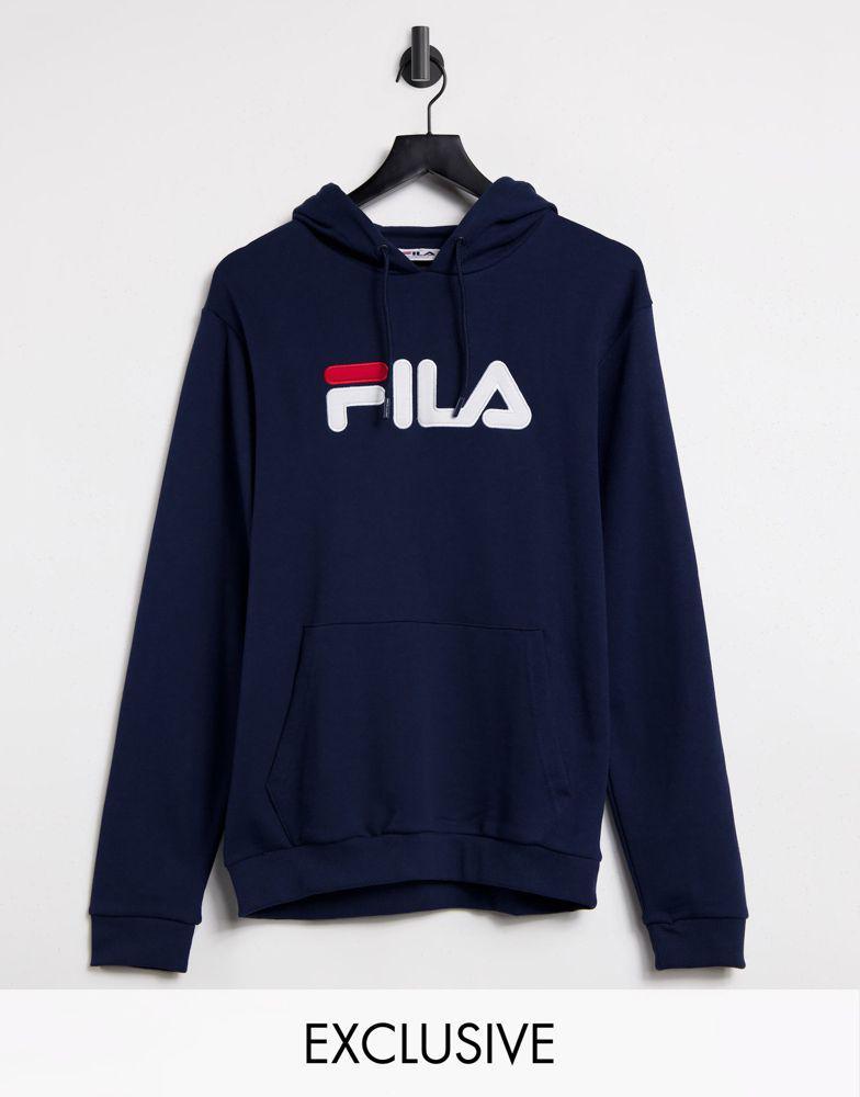 商品Fila|Fila large chest logo oversized hoodie in navy exclusive to ASOS,价格¥302,第1张图片