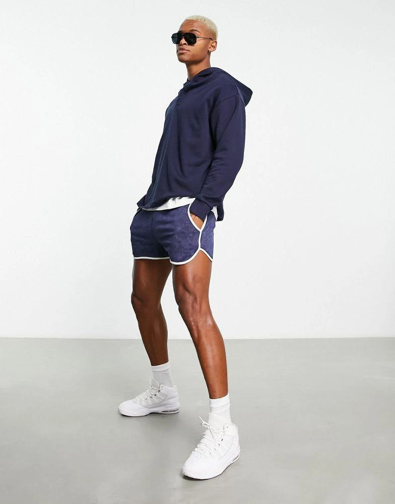 商品ASOS|ASOS DESIGN oversized hoodie with rugby neck in navy,价格¥166,第4张图片详细描述