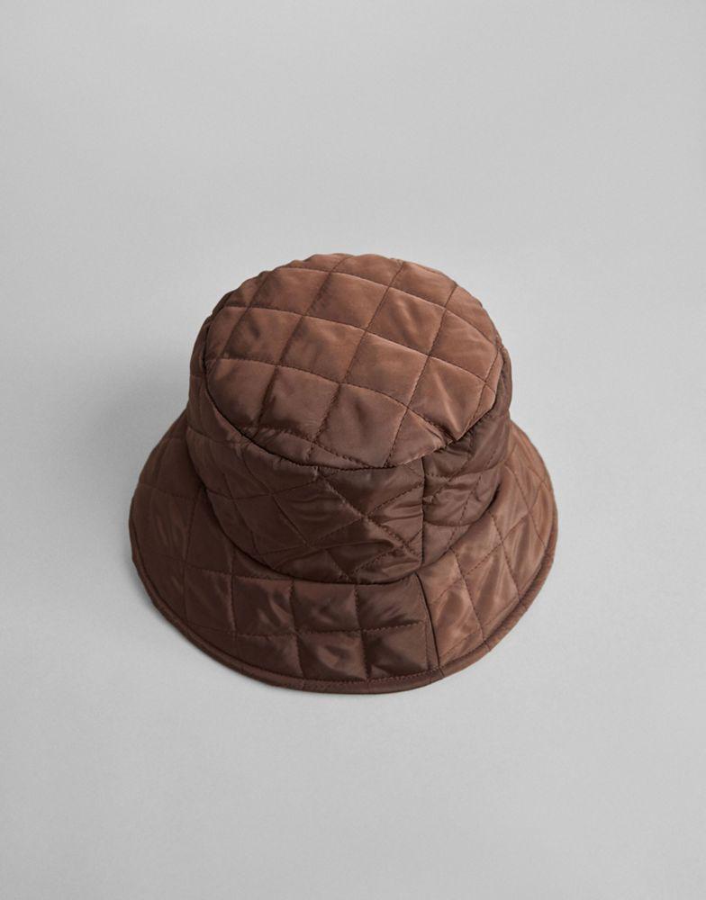 商品Bershka|Bershka quilted bucket hat in  brown,价格¥94,第5张图片详细描述