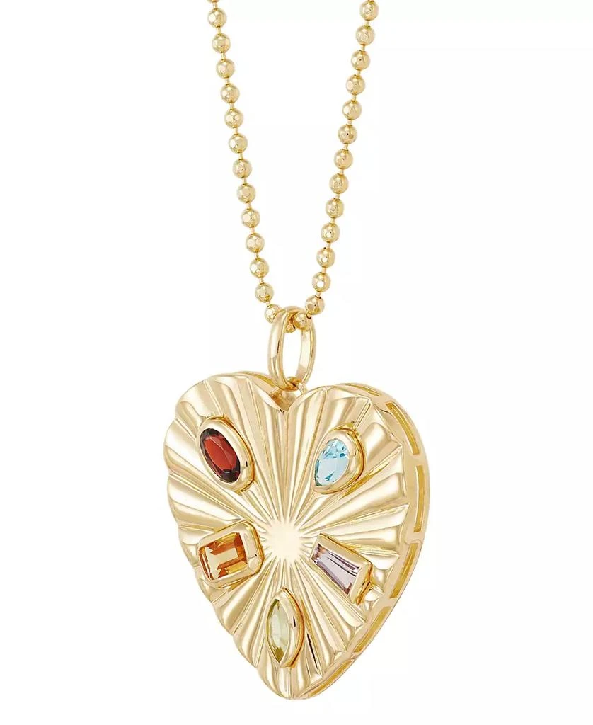 商品Macy's|Multi-Stone (1 ct.tw.) 18" Heart Pendant Necklace in 14k Gold-Plated Sterling Silver,价格¥986,第3张图片详细描述