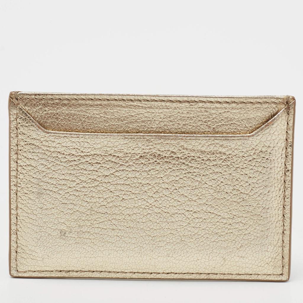 Miu Miu Metallic Gold Madras Leather Card Holder商品第4张图片规格展示