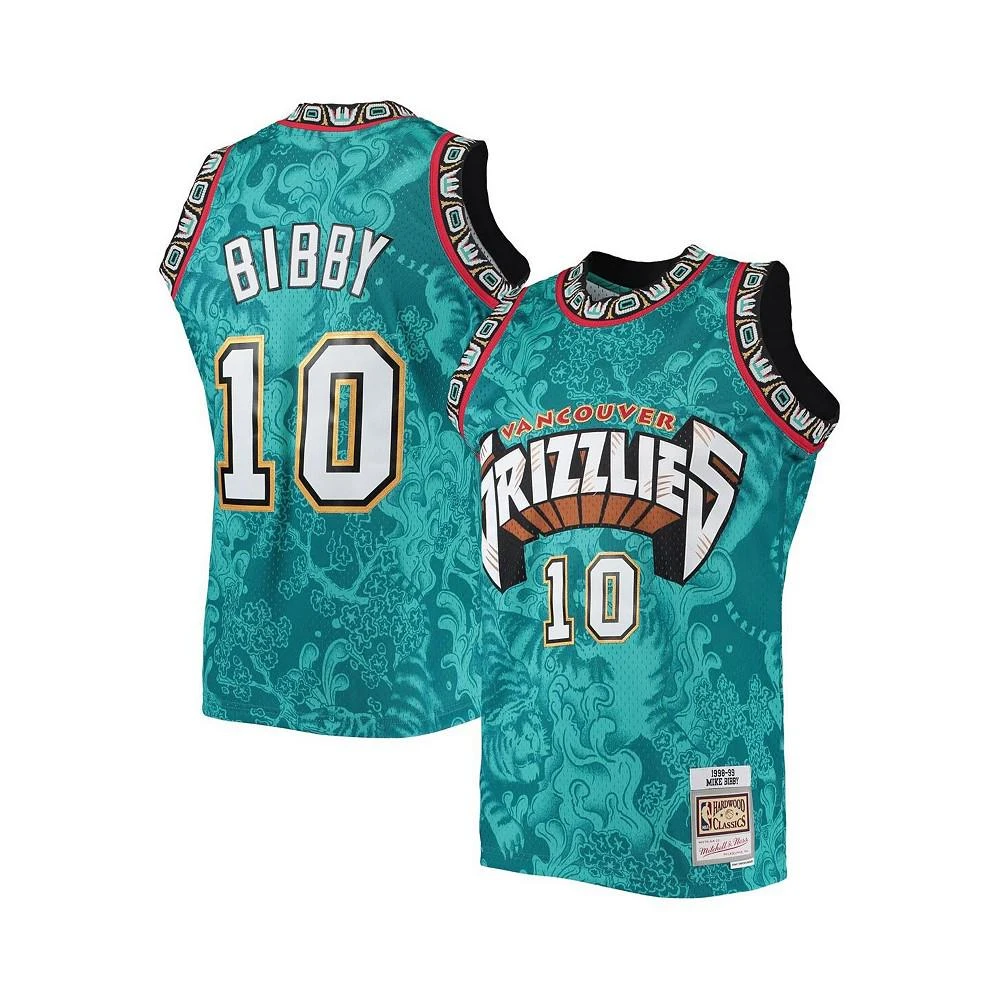 商品Mitchell & Ness|Men's Mike Bibby Turquoise Vancouver Grizzlies Hardwood Classics 1998-99 Lunar New Year Swingman Jersey,价格¥1223,第1张图片