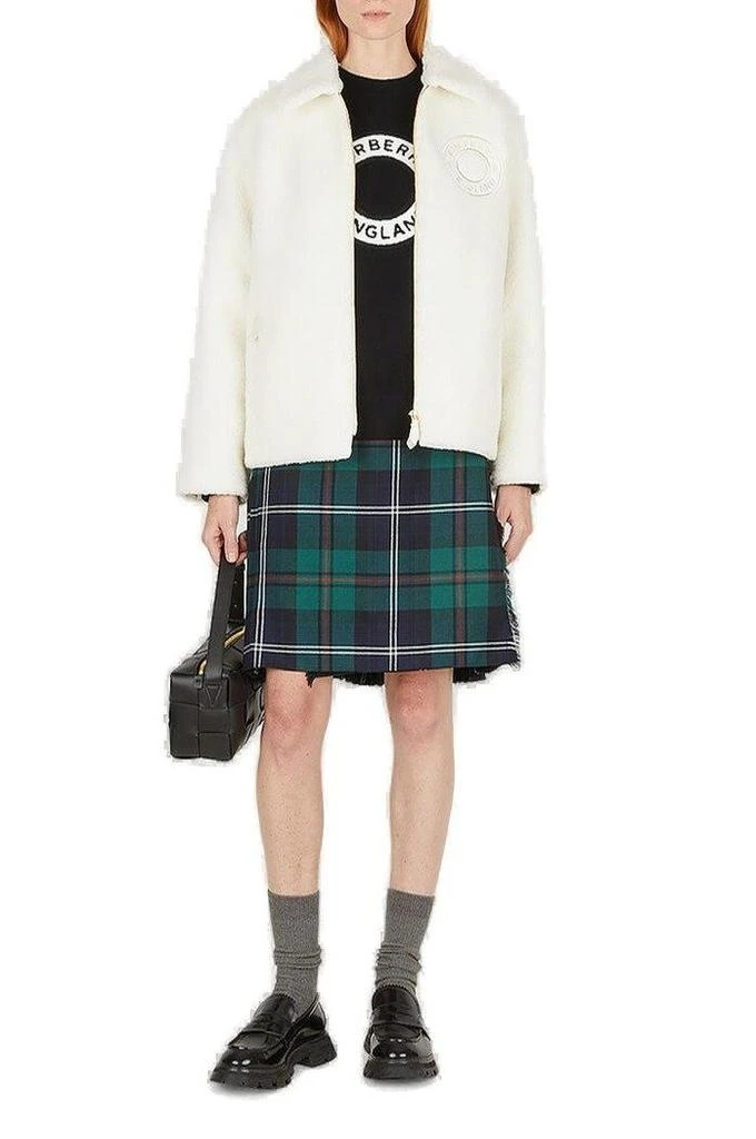 商品Burberry|Burberry Checked Buckle Detailed Frayed Edge Mini Skirt,价格¥11947,第4张图片详细描述