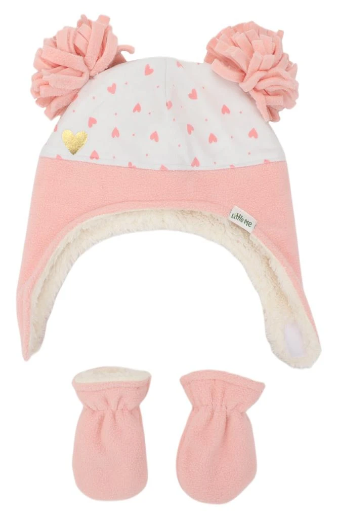 商品Little Me|Double Pompom Pilot Hat & Mittens Set,价格¥30,第1张图片