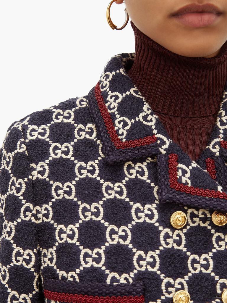 商品Gucci|GG-jacquard tweed single-breasted coat,价格¥28393,第5张图片详细描述
