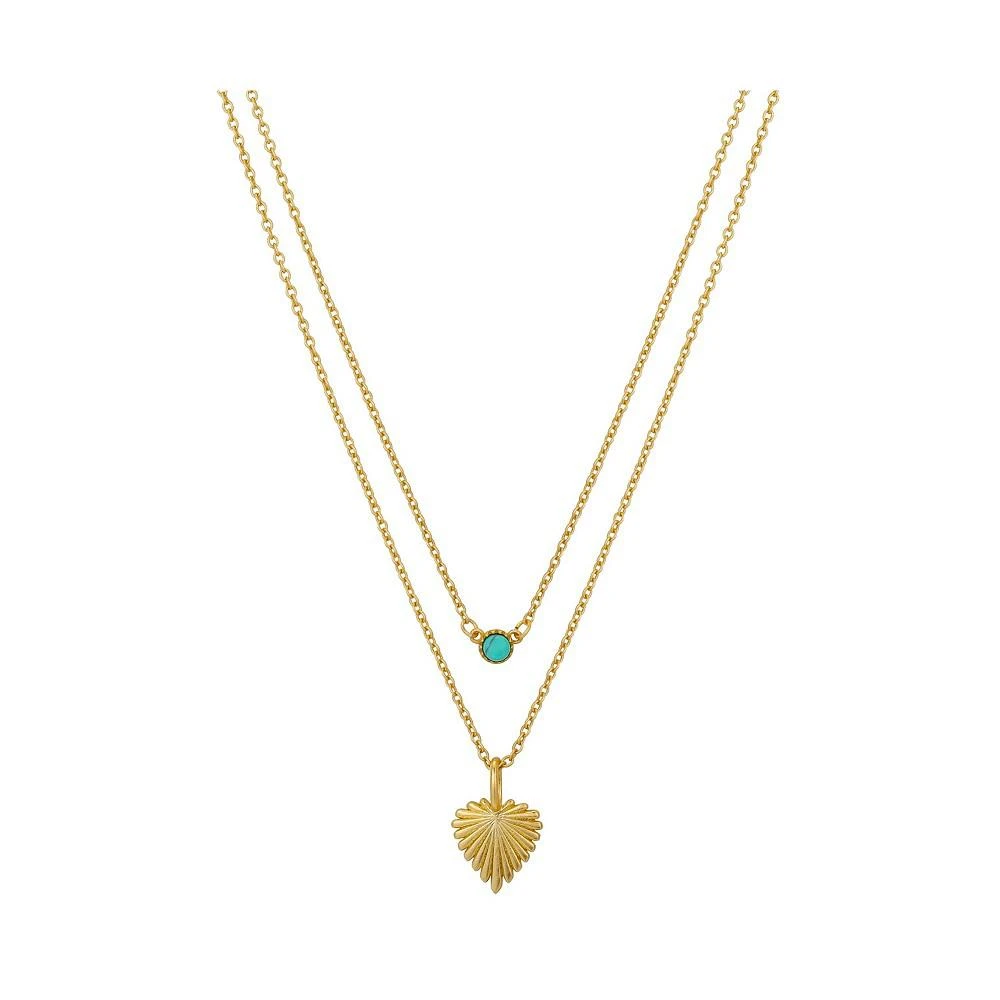 商品Unwritten|14K Gold Flash Plated Stone and Heart Layered Pendant Necklace,价格¥337,第1张图片