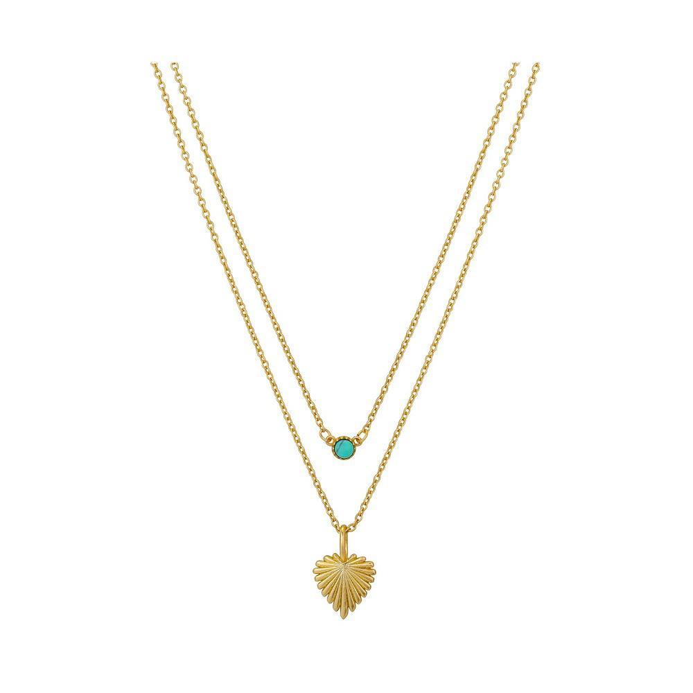 商品Unwritten|14K Gold Flash Plated Stone and Heart Layered Pendant Necklace,价格¥194,第1张图片