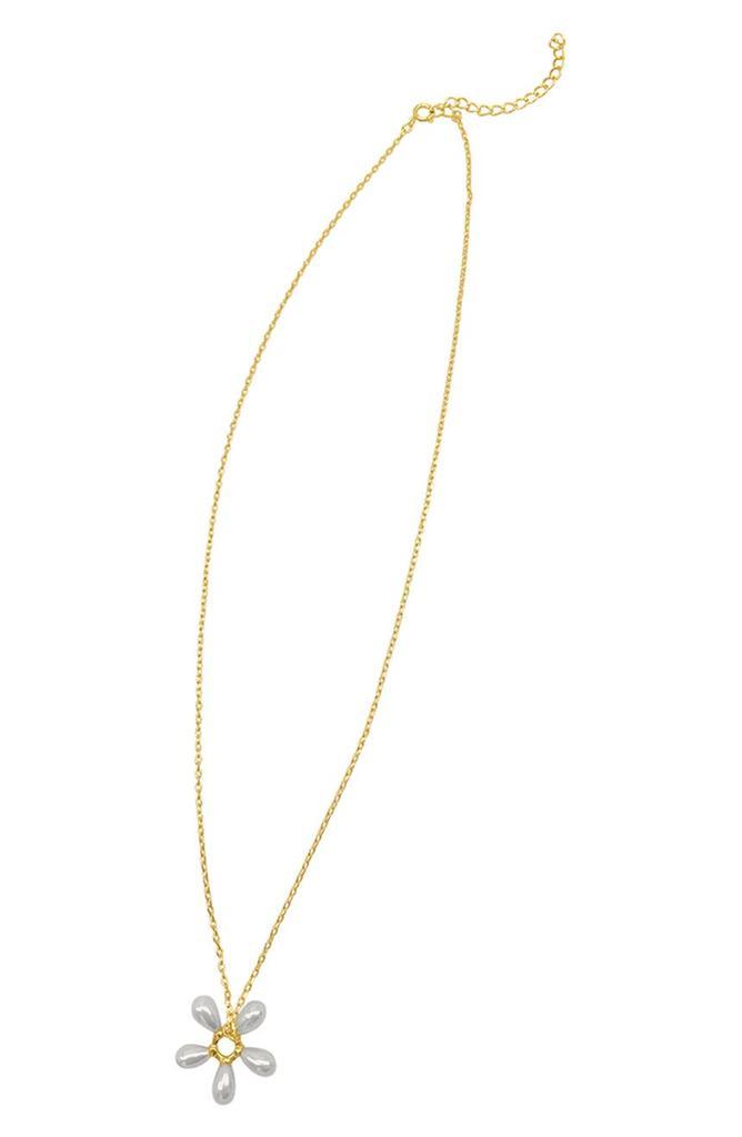 商品ADORNIA|14K Yellow Gold Plated Floral Faux Pearl Pendant Necklace,价格¥215,第4张图片详细描述