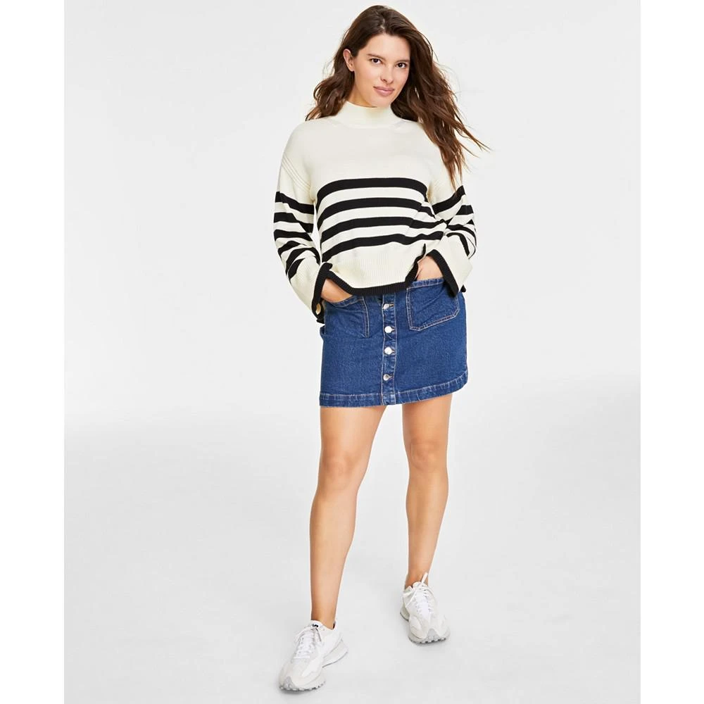 商品On 34th|Women's Mock Neck Sailor-Stripe Sweater, Created for Macy's,价格¥134,第1张图片