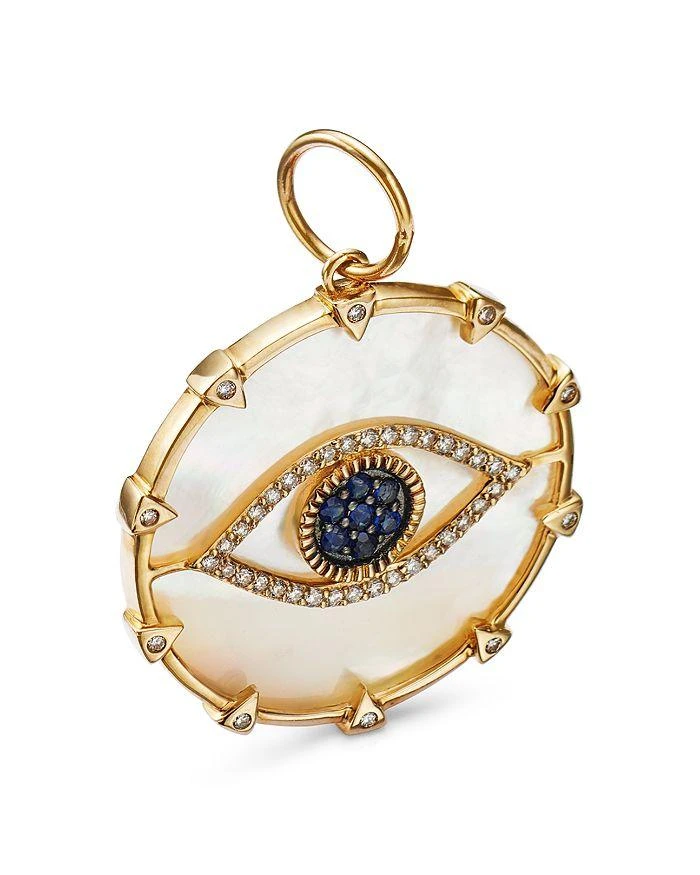 商品Nina Gilin|14K Yellow Gold Mother of Pearl Eye of Protection Diamond & Sapphire Pendant,价格¥17973,第3张图片详细描述