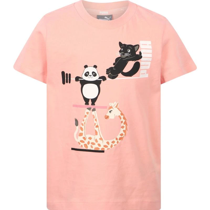 商品Puma|Circus animals print logo shorts and t shirt set in pink,价格¥333,第2张图片详细描述