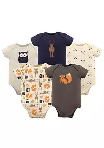 商品Hudson|Hudson Baby Infant Boy Cotton Bodysuits 5pk, Forest,价格¥134,第1张图片