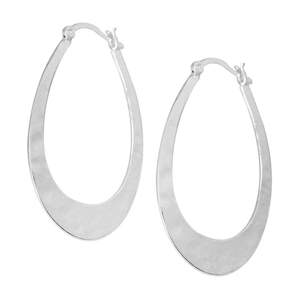 商品Essentials|Hammered Oblong Hoop Earrings in Silver-Plate,价格¥149,第1张图片