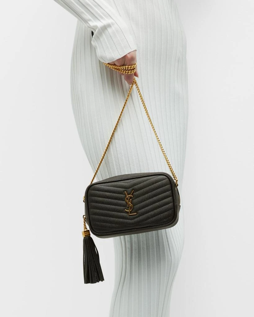 商品Yves Saint Laurent|Lou Mini Camera Bag in Grained Quilted Leather with Tassel and Gold Hardware,价格¥11992,第5张图片详细描述