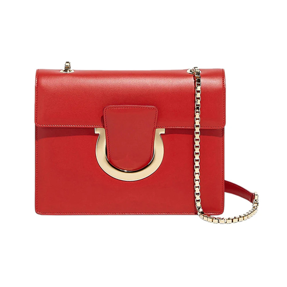 商品[国内直发] Salvatore Ferragamo|Salvatore Ferragamo 菲拉格慕 女士红色小牛皮单肩包 21-G671-677218,价格¥6652,第1张图片